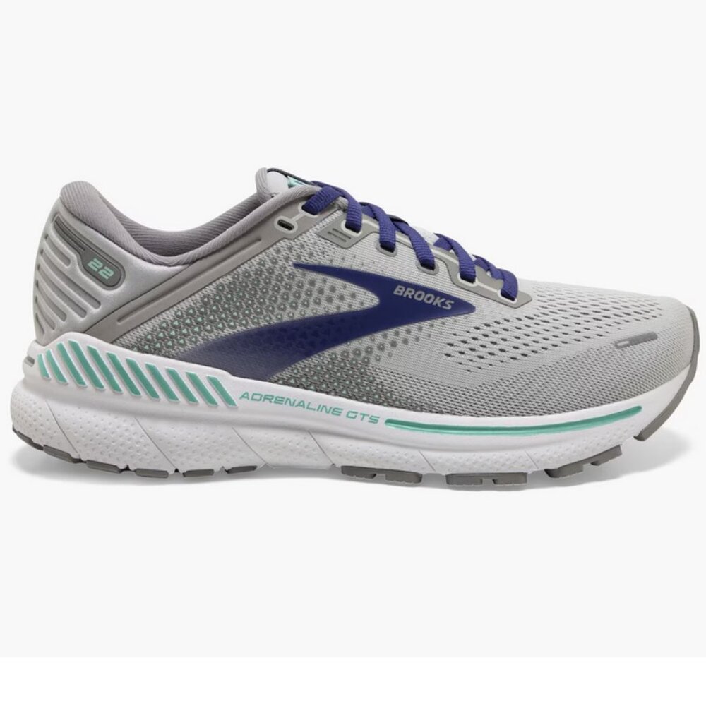 Brooks Women's Gray Navy Teal Adrenaline GTS Running Shoes